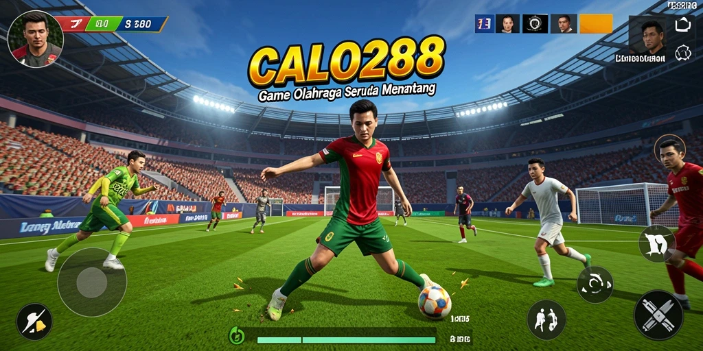 Screenshot gameplay <strong>CALO288</strong> menampilkan aksi seru di lapangan olahraga.