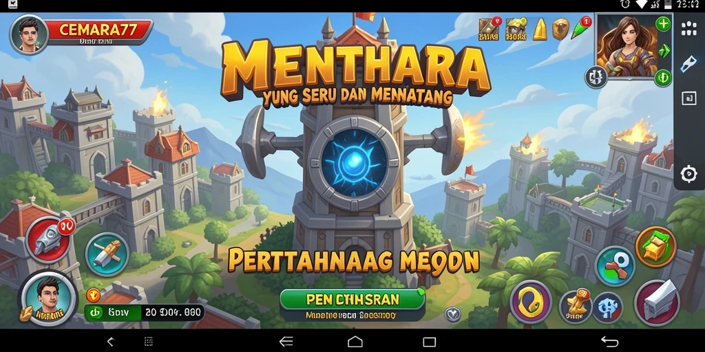 Menara pertahanan siap menghadapi gelombang musuh yang mendekat.