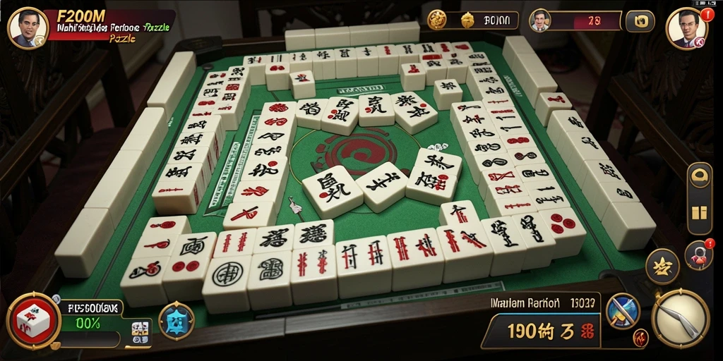Screenshot gameplay F200M menampilkan mahjong klasik yang seru.