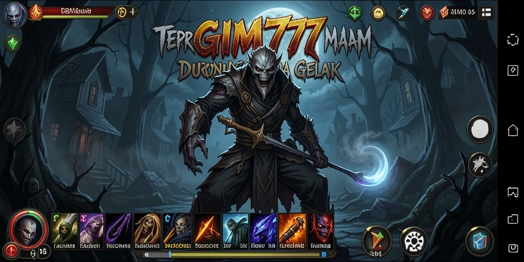 Screenshot GIM777 menampilkan suasana mencekam dengan efek visual yang menakutkan.