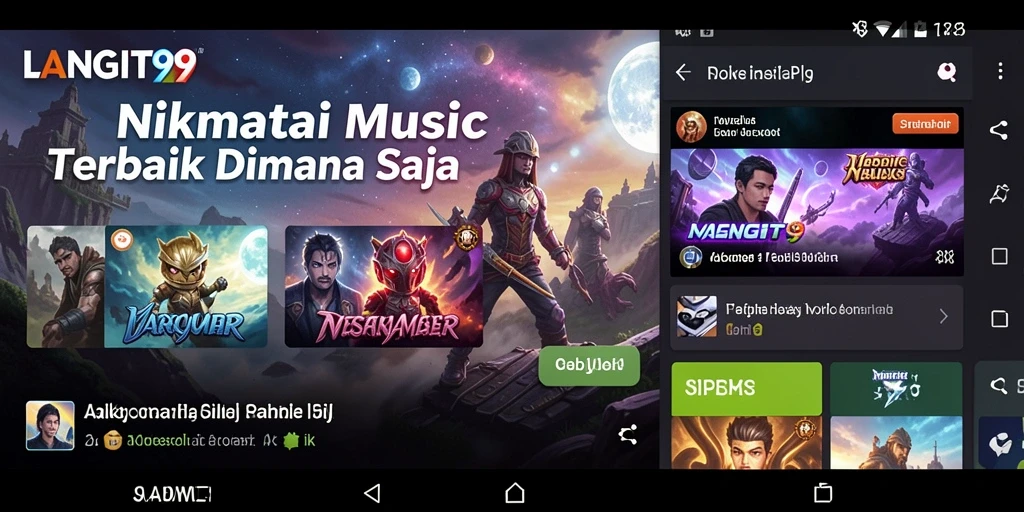Tampilan menarik dari gameplay LANGIT99 dengan beragam pilihan musik.