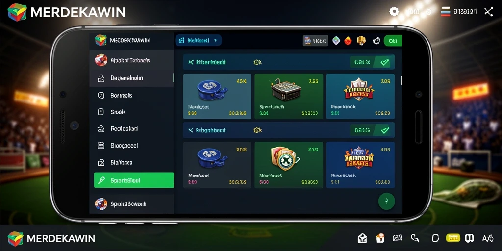 Tampilan gameplay MERDEKAWIN dengan berbagai opsi taruhan olahraga.
