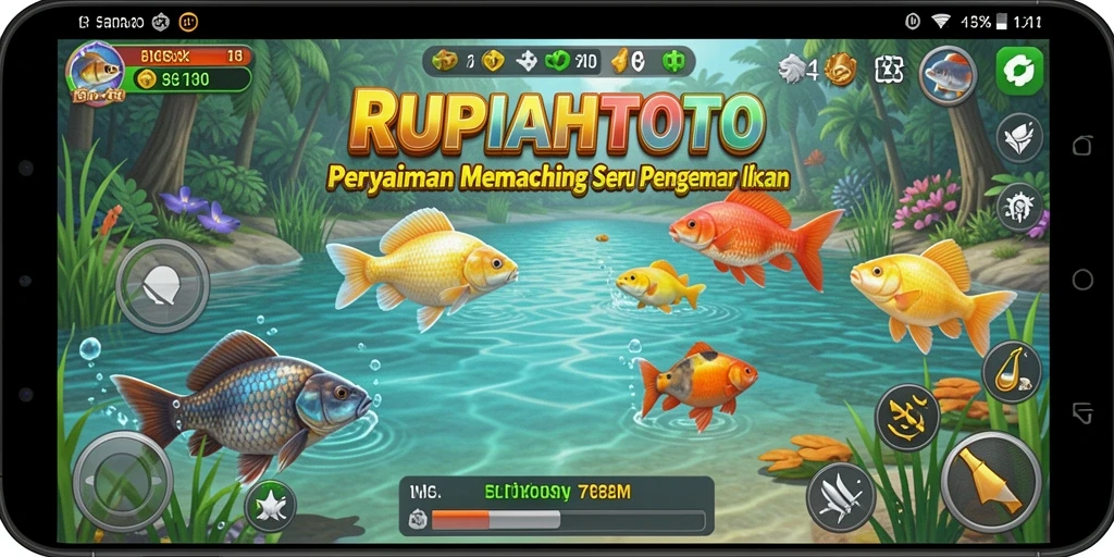 Gambaran gameplay RUPIAHTOTO saat memancing ikan.