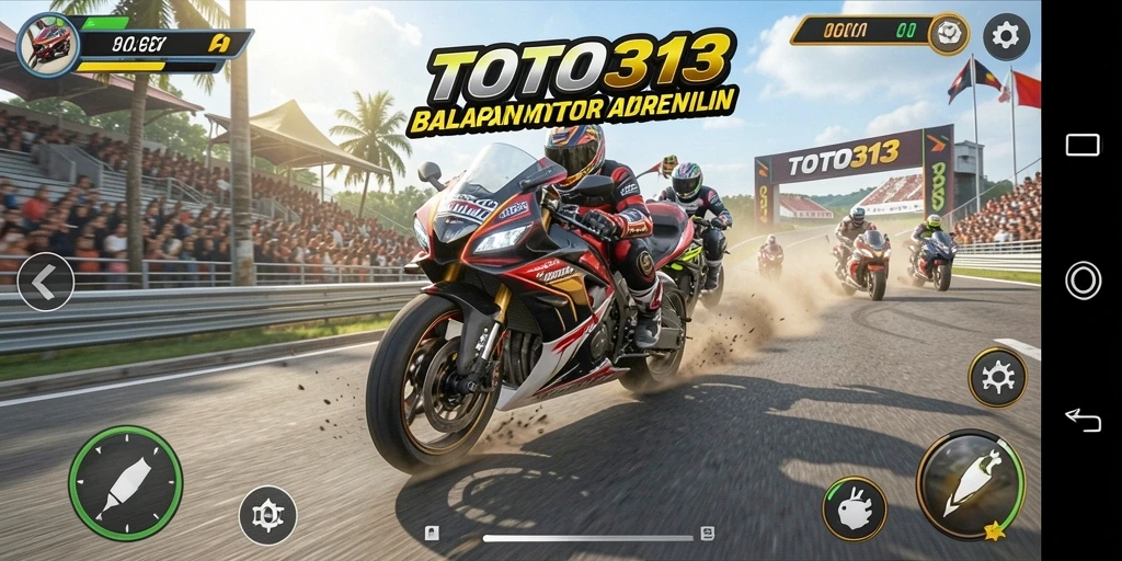 Gameplay menegangkan dengan berbagai motor dan lintasan menarik.